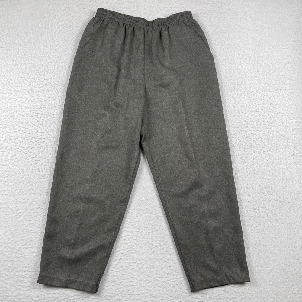 Briggs New York Pants Womens 16 Gray Elastic Waist Tapered Leg Career Trousers
